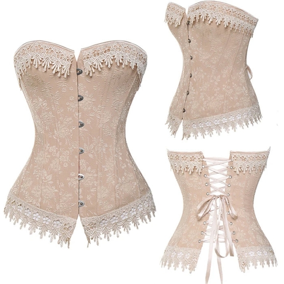 Romantic Blush Pink Brocade Corset Top - Picture 3 of 11